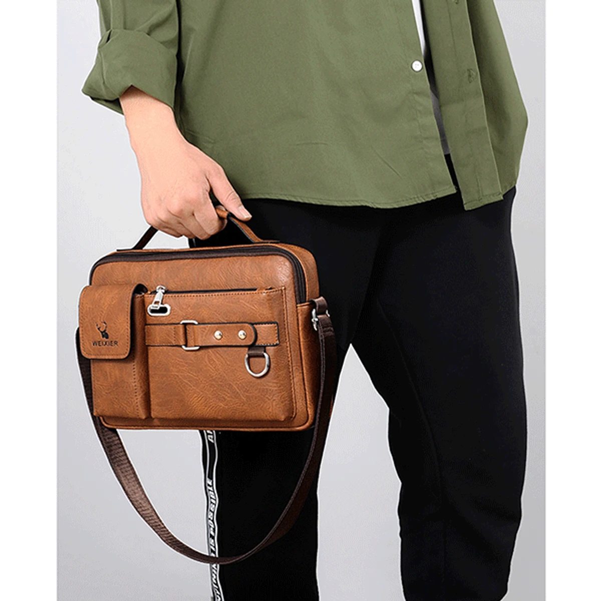 Men’s Pu Leather Shoulder Bag (brown shape )